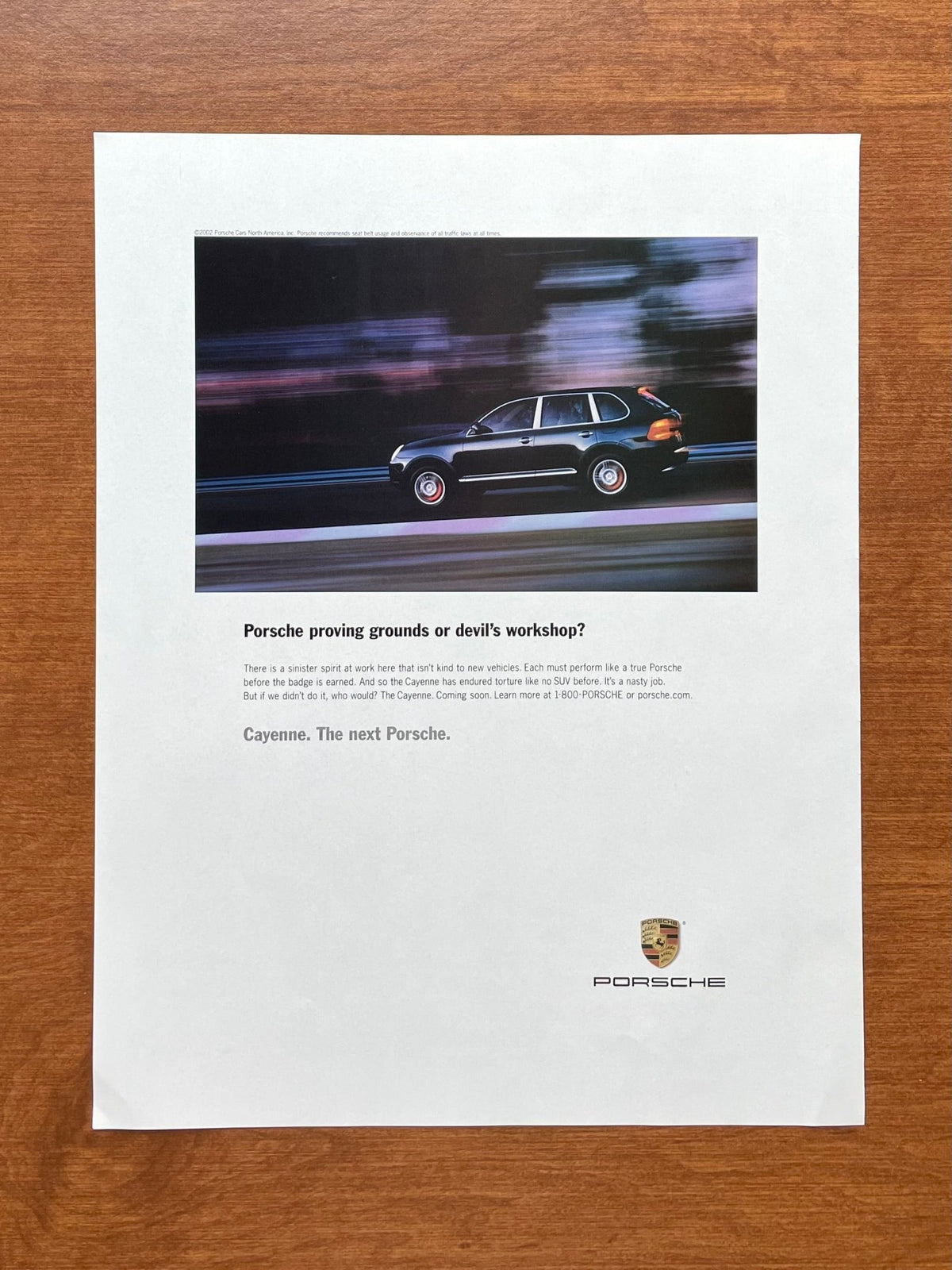2002 Porsche Cayenne "proving grounds or devil's workshop?" Advertisement