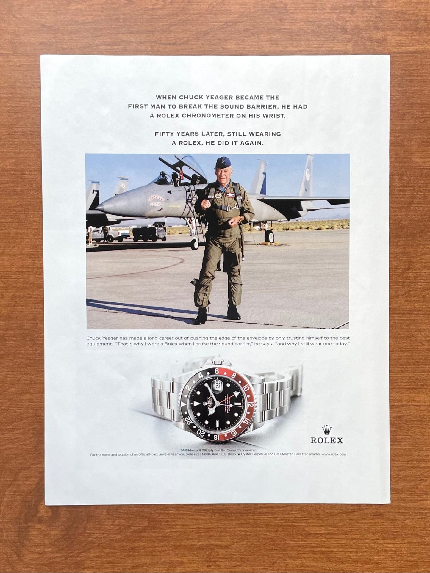 2002 Rolex GMT Master II Ref. 16710 feat. Chuck Yeager Advertisement