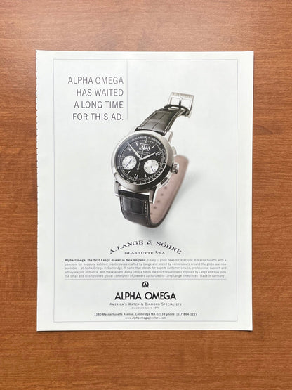 2003 A. Lange & Sohne Datograph at Alpha Omega Advertisement