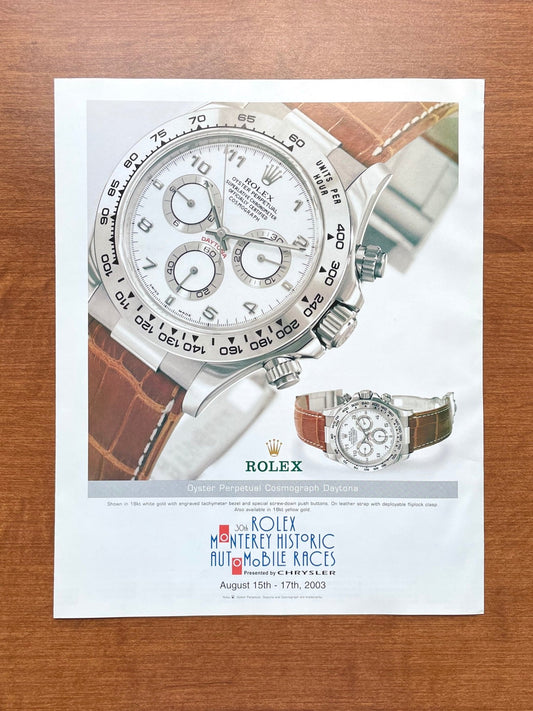 2003 Rolex Daytona Ref. 116519 "30th Monterey Historic..." Advertisement