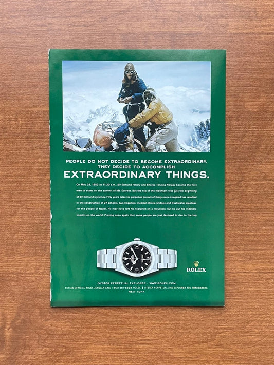 2003 Rolex Explorer Ref. 114270 "Extraordinary Things" Advertisement