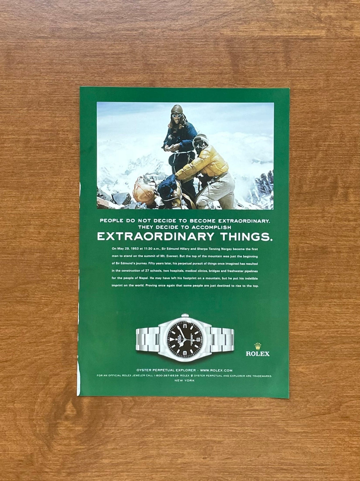 2003 Rolex Explorer Ref. 114270 "Extraordinary Things" Advertisement