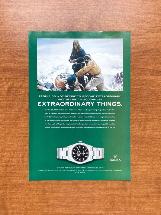 2003 Rolex Explorer Ref. 114270 "Extraordinary Things" Advertisement