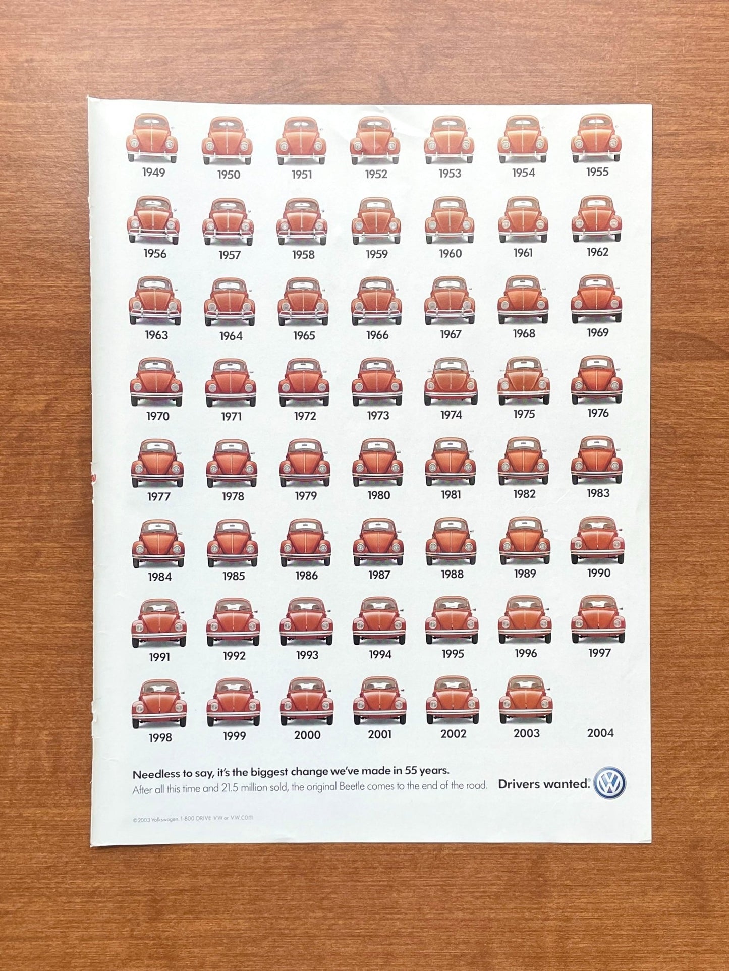 2003 Volkswagen VW Beetle Type 1 "end of the road" Advertisement