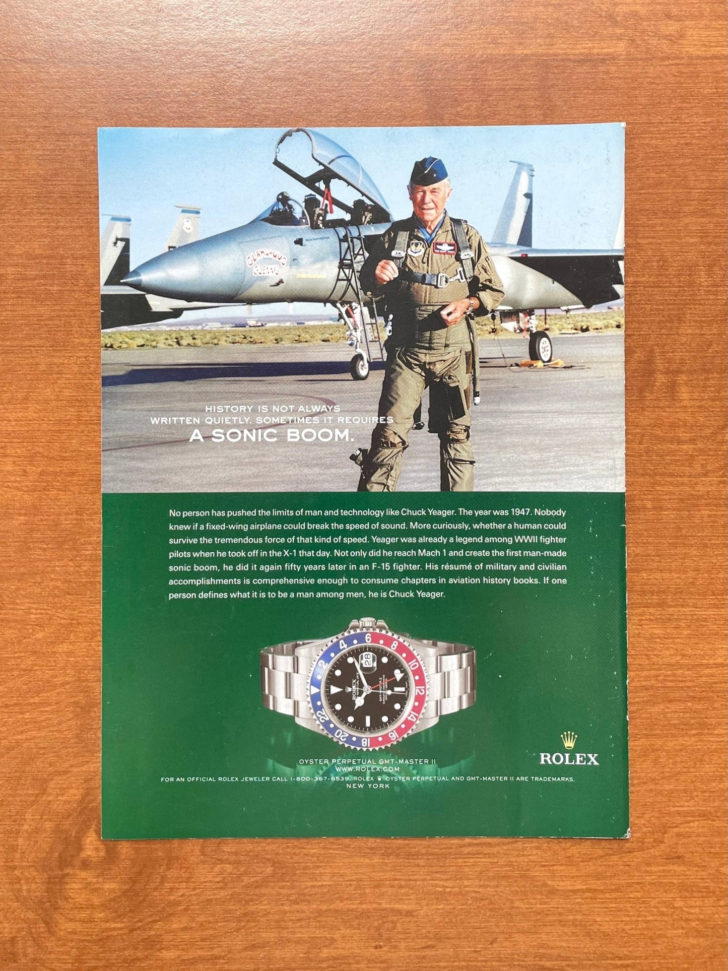 2005 Rolex "Pepsi" GMT Master II Ref. 16710 feat. Chuck Yeager Advertisement
