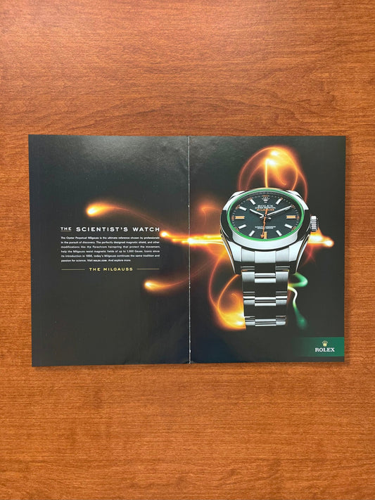 2010 Rolex Milgauss Ref. 116400GV "Scientist's Watch" Advertisement