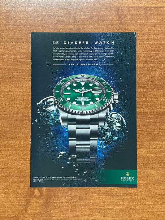 2011 Rolex "Hulk" Submariner Ref. 116610LV "Diver's Watch" Advertisement