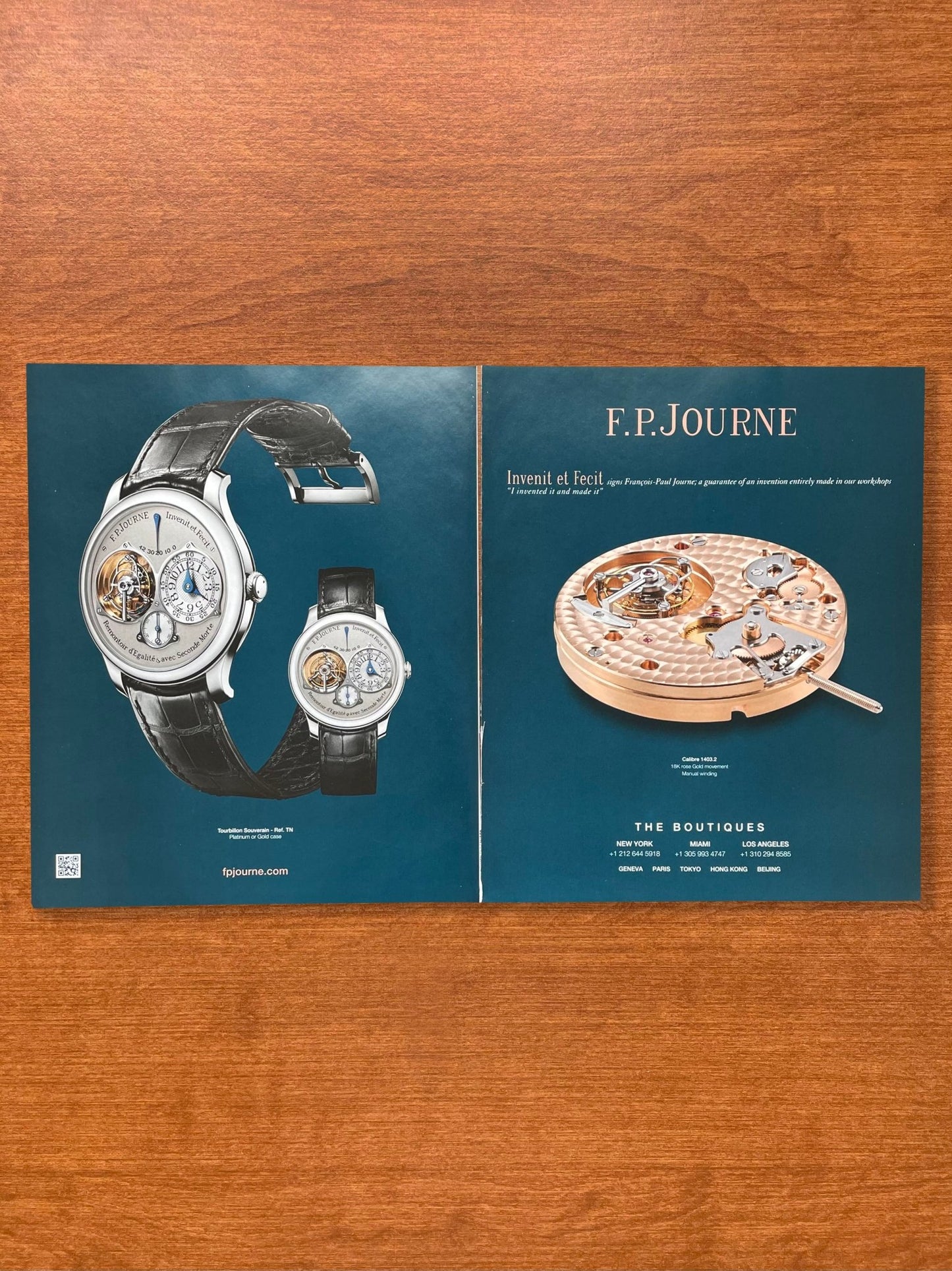 2016 F.P. Journe Tourbillon Souverain 2 - page Advertisement