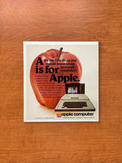1978 Apple Computer  "A is for Apple" Advertisement