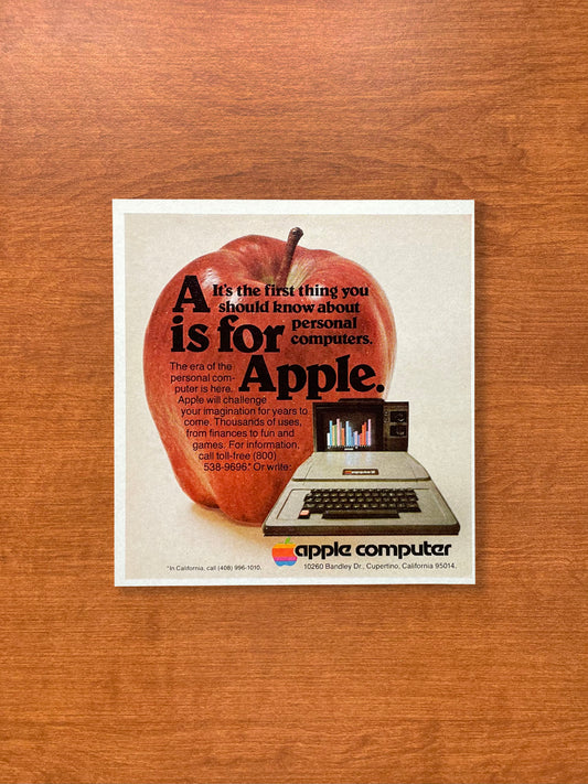 1978 Apple Computer  "A is for Apple" Advertisement