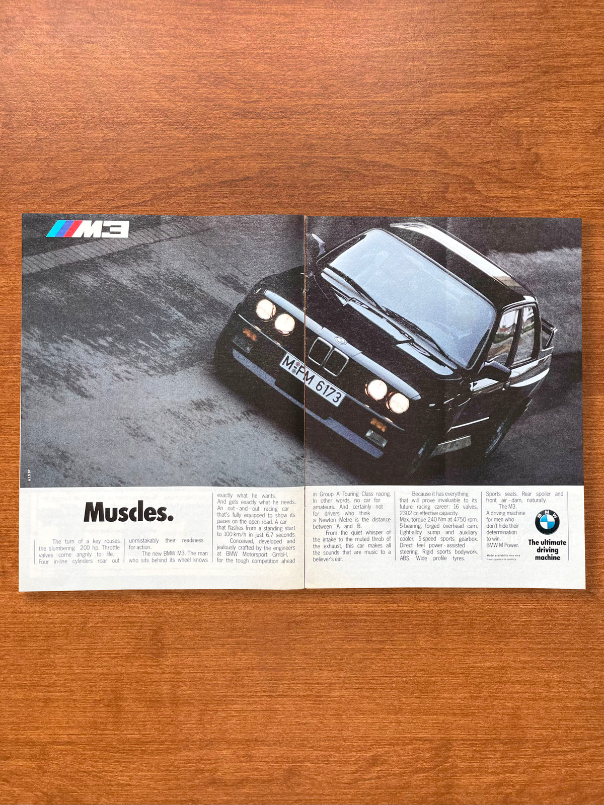 1986 BMW M3 "Muscles." Advertisement
