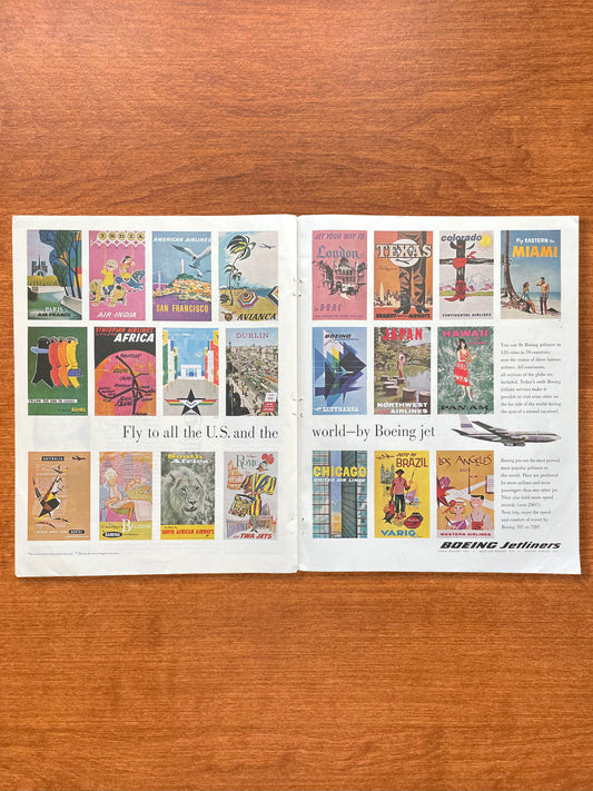 1961 Boeing Jetliners with 22 Vintage Travel Posters Advertisement