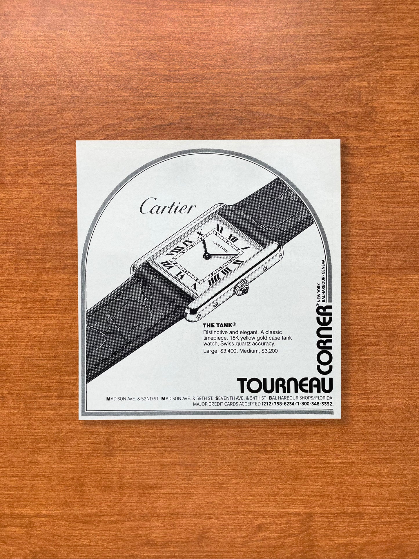1991 Cartier Tank at Tourneau Advertisement