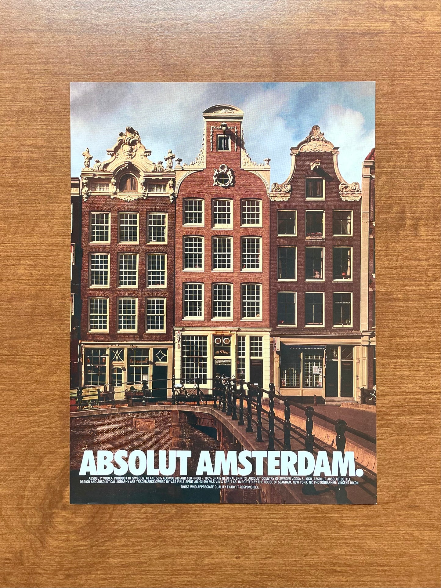 1995 Absolut Amsterdam Vodka Advertisement