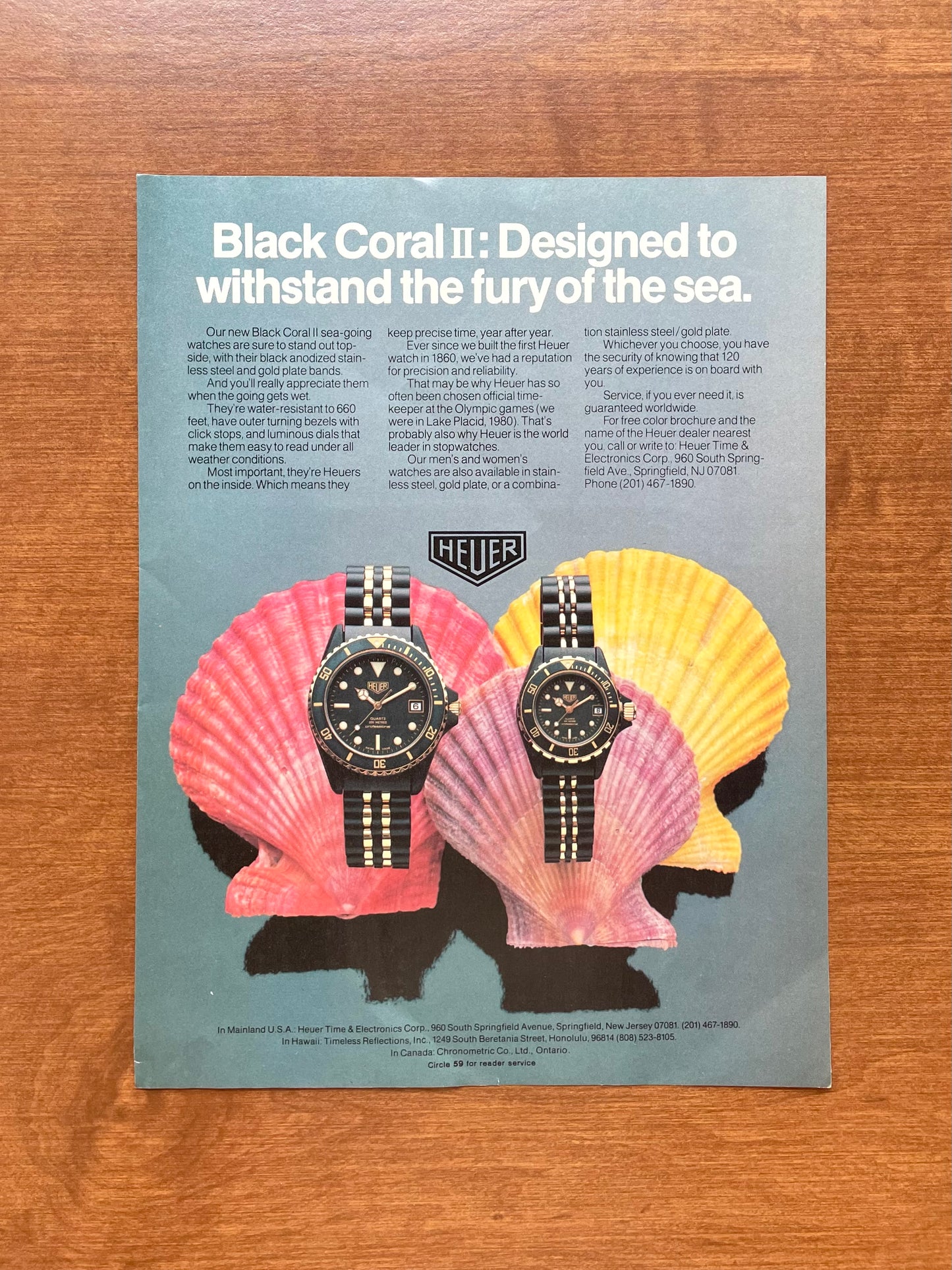 1985 Heuer Black Coral II Advertisement