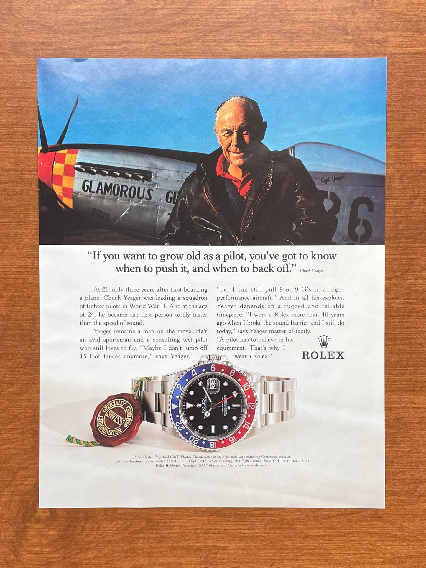 1995 Rolex GMT Master Ref. 16700 feat. Chuck Yeager Advertisement