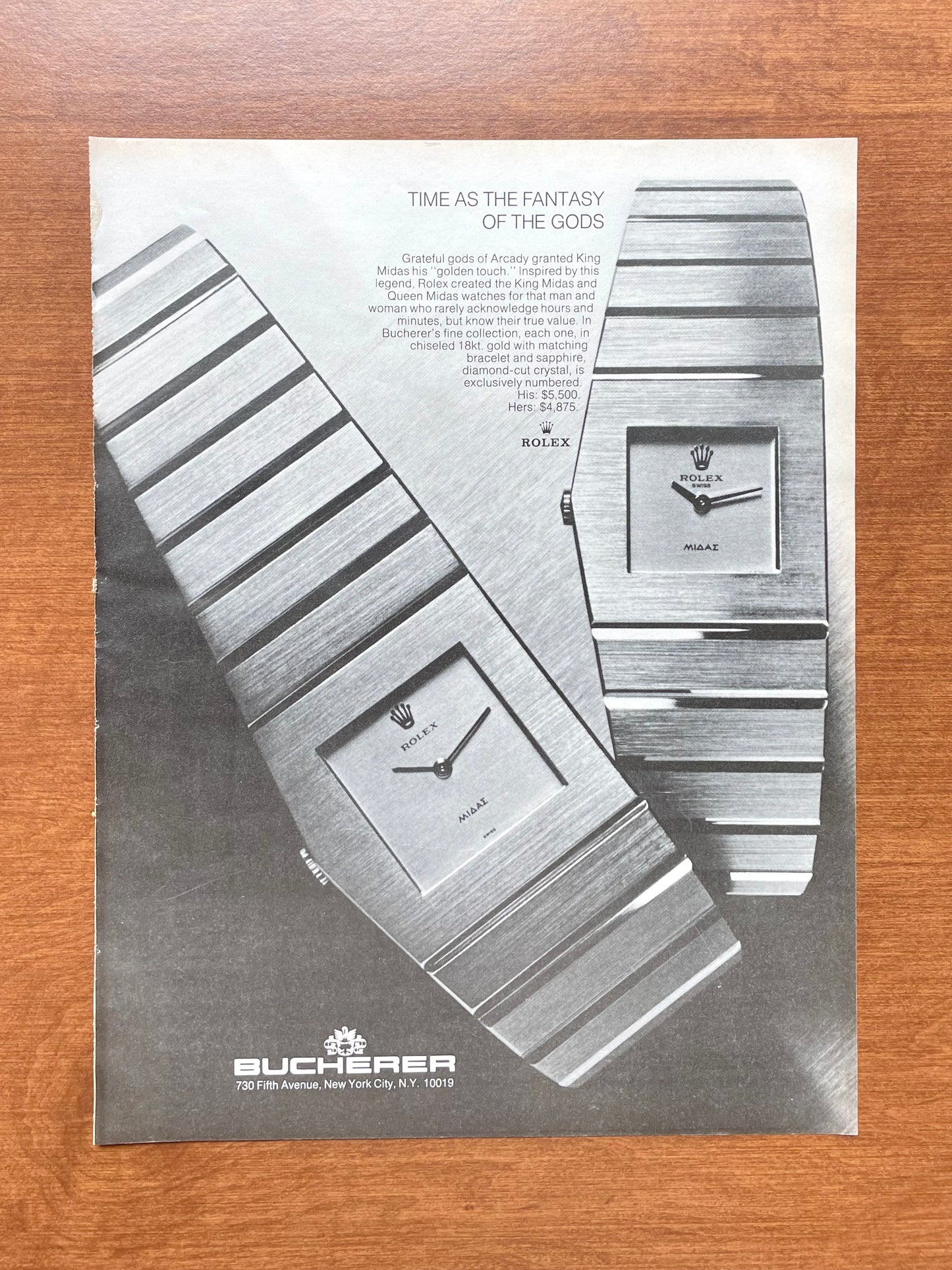 1975 Rolex King and Queen Midas Advertisement