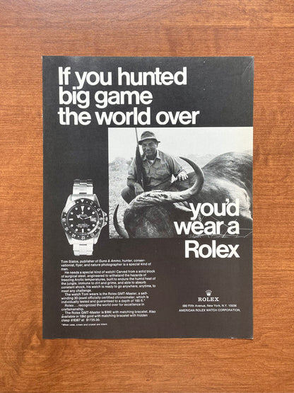 1974 Rolex GMT Master Ref. 1675 with Cape Buffalo Advertisement