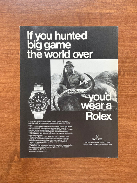 1974 Rolex GMT Master Ref. 1675 with Cape Buffalo Advertisement