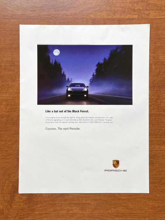 2002 Porsche Cayenne "Like a bat out of the Black Forest" Advertisement