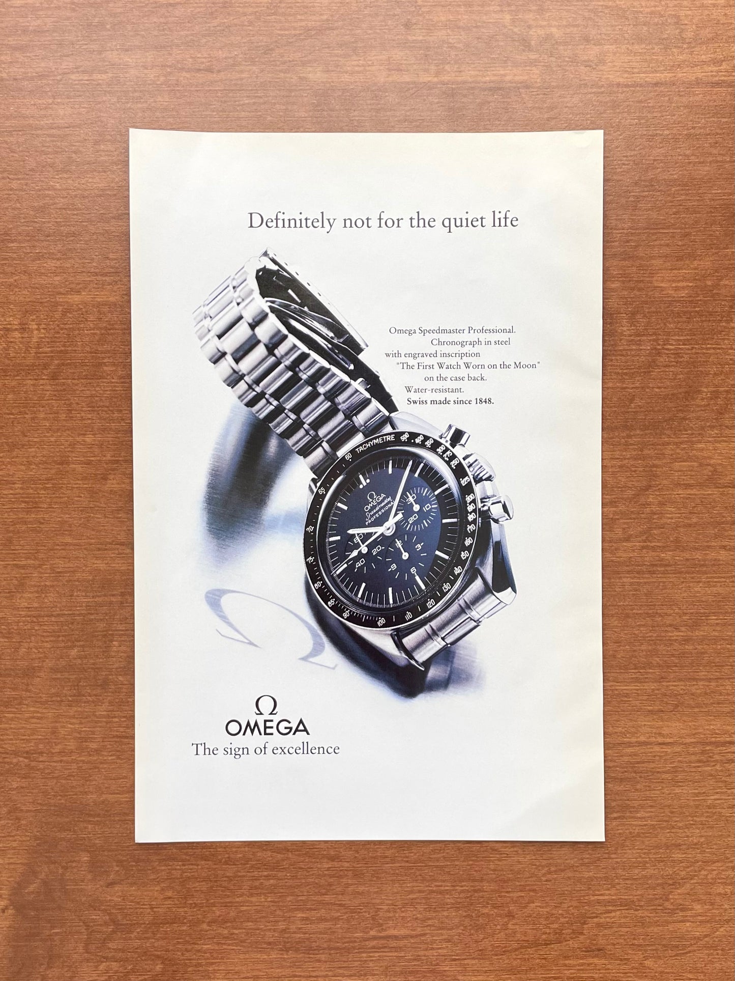 1993 Omega Speedmaster "not for the quiet life" Advertisement