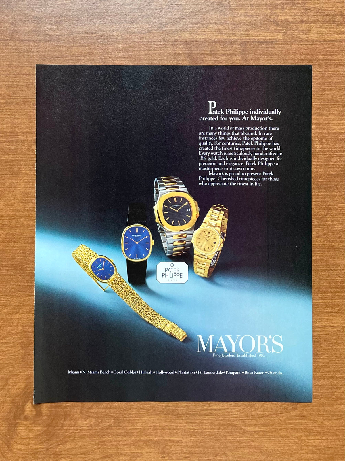 1983 Patek Philippe Watches at Mayor's Jewelers Advertisement