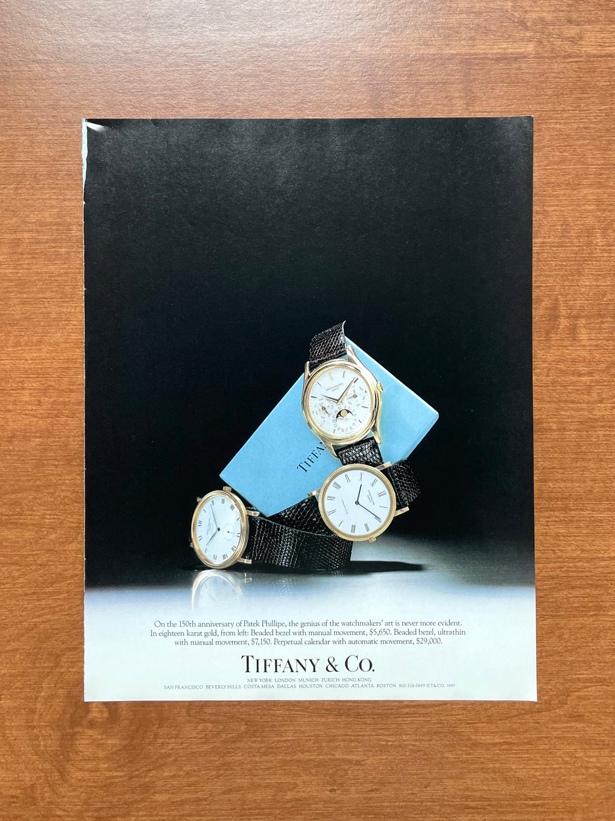 1989 Patek Philippe watches inc. Ref. 3940 at Tiffany Advertisement