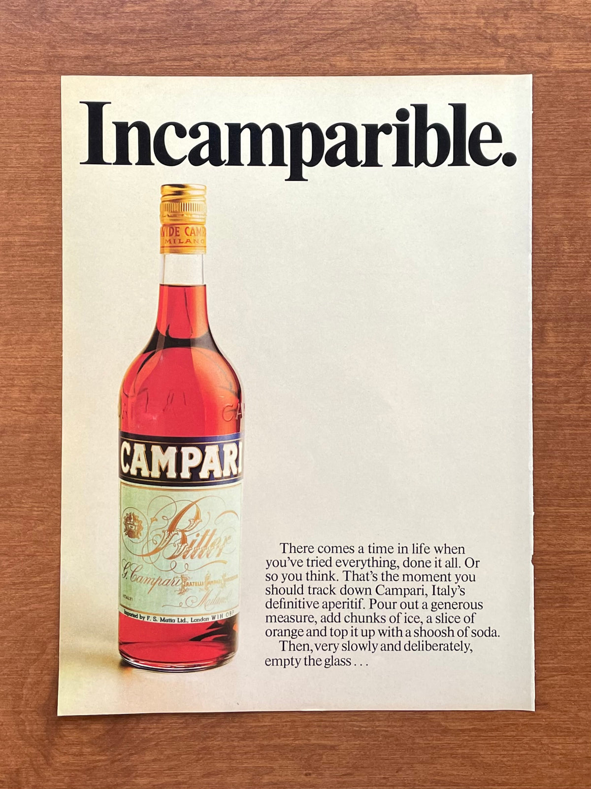 1973 Campari "Incamparible" Advertisement
