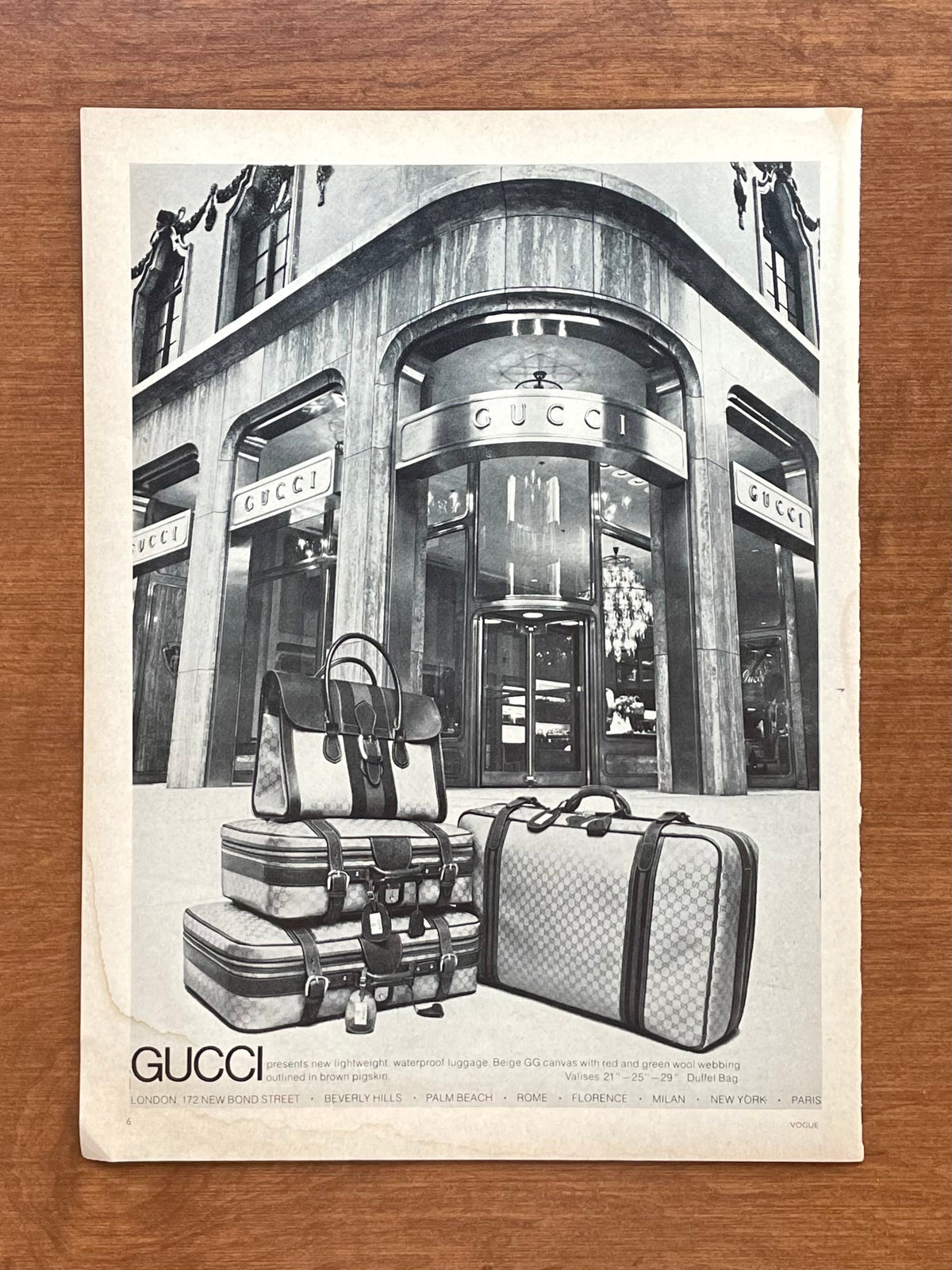 1971 Gucci Luggage Storefront Advertisement