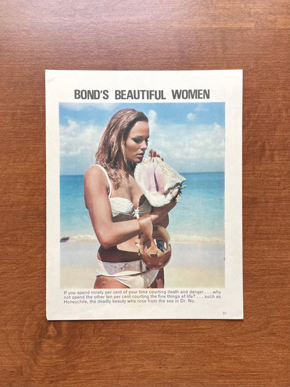 1966 James Bond 007 Bond Girl "Honeychile" Ursula Andress from Dr. No Original Magazine Page Image