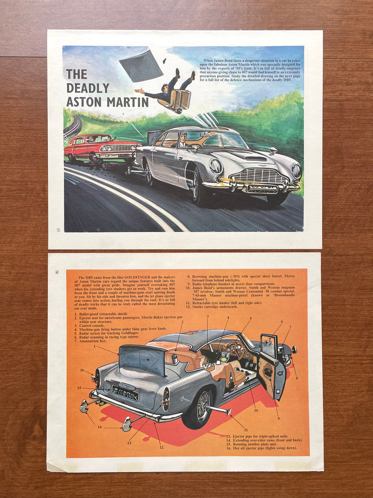 1966 James Bond 007 "The Deadly Aston Martin" Original Magazine Page Artwork