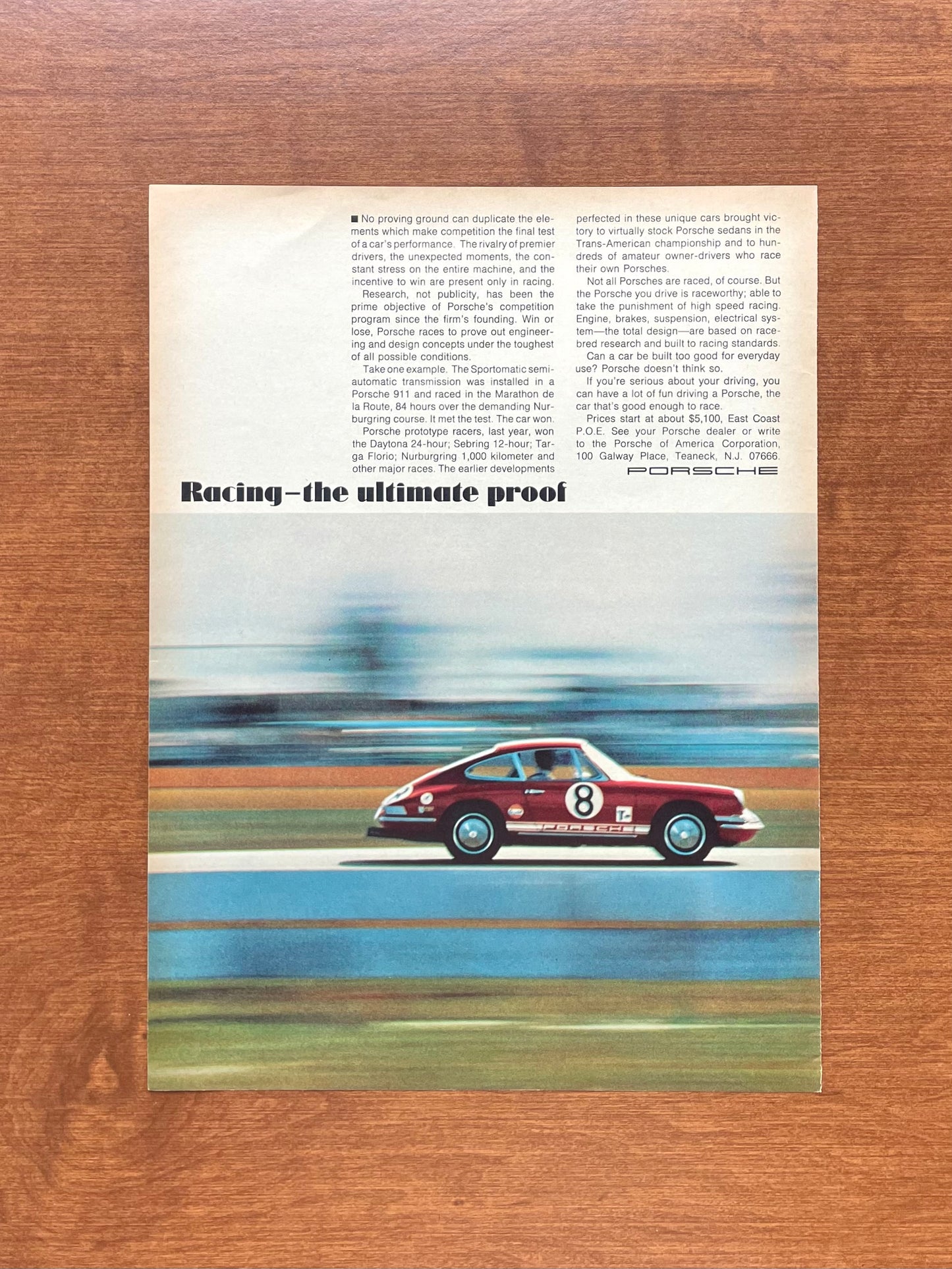 1969 Porsche 911 "Racing - the ultimate proof" Advertisement