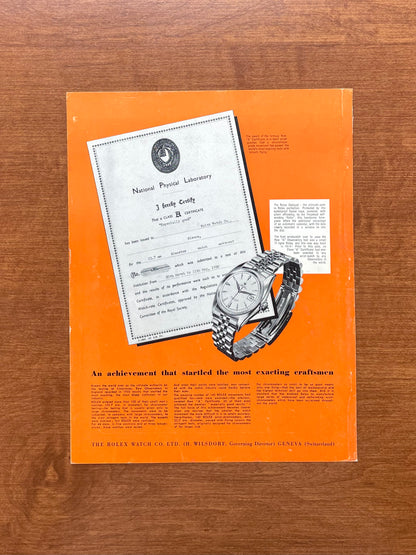 1952 Rolex Datejust "National Physical Laboratory" Advertisement