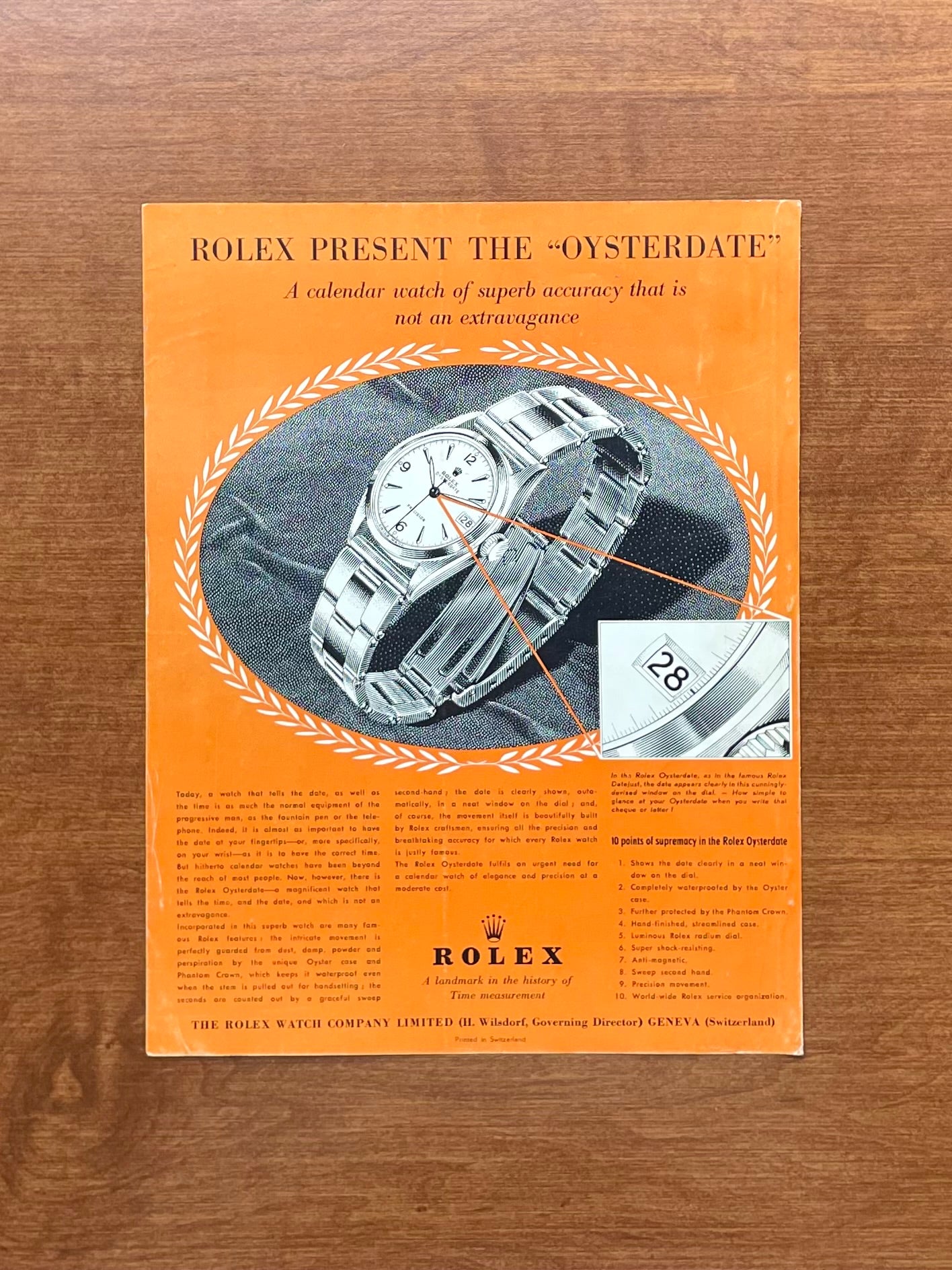1950s Rolex Oyster Date Advertisement