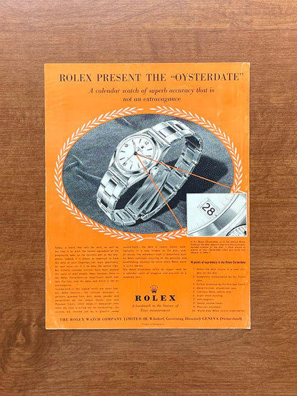 1950s Rolex Oyster Date Advertisement