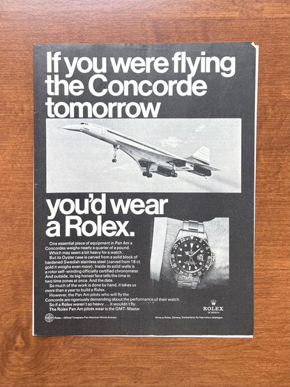 1969 Rolex GMT Master Ref. 1675 "If you were flying the Concorde..." Advertisement (steel)