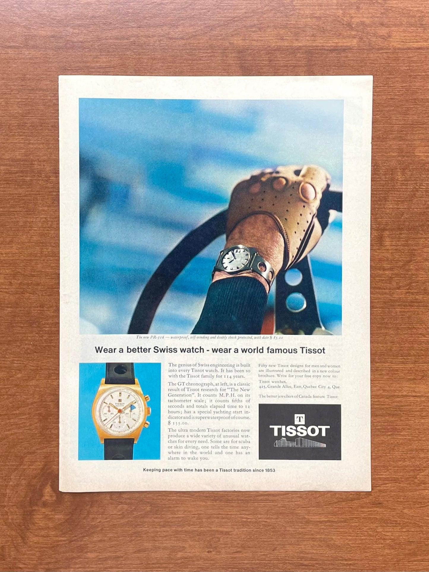 1968 Tissot Seastar GT Chronograph "Wear a better Swiss watch" Advertisement