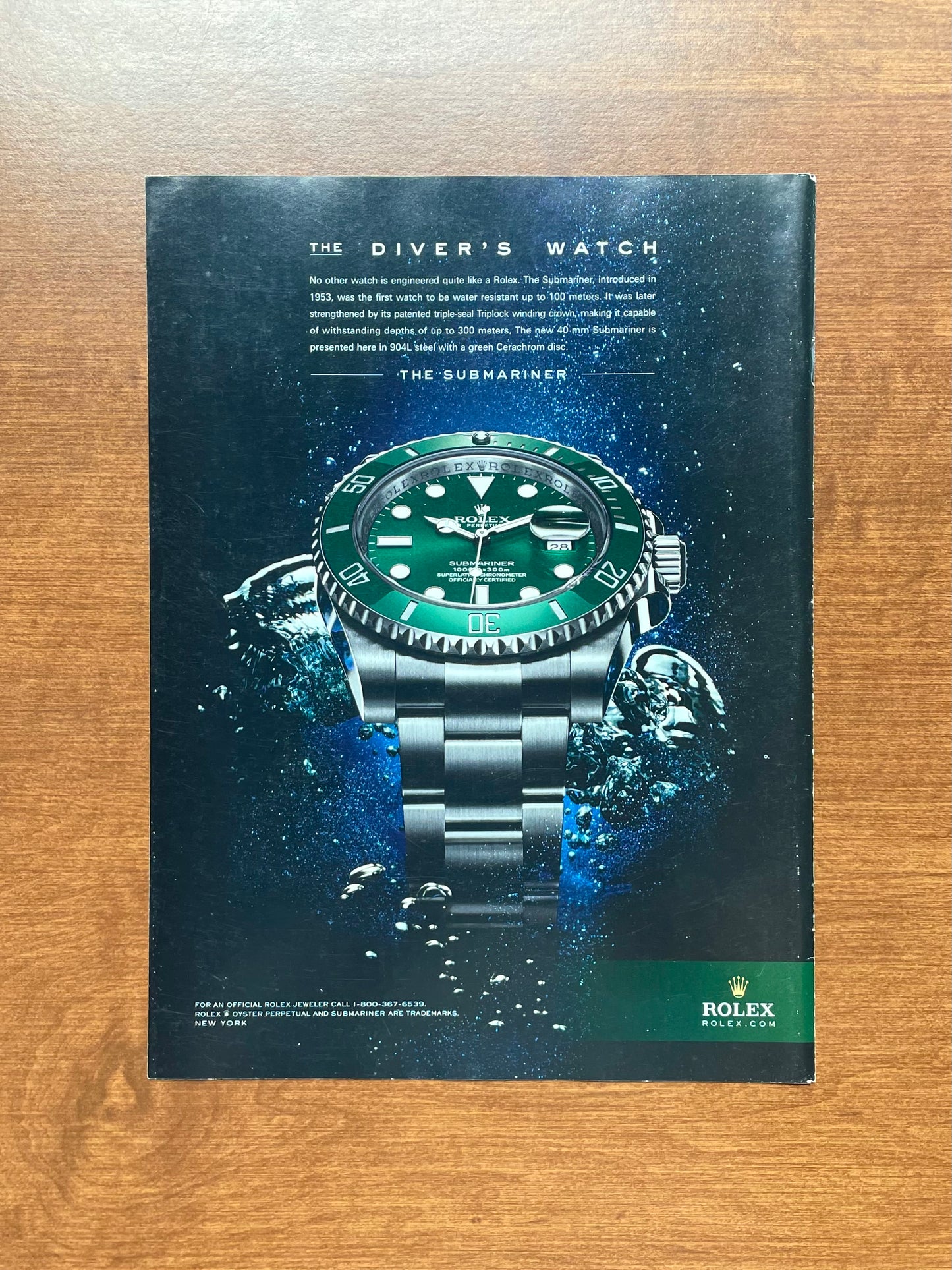 2011 Rolex "Hulk" Submariner Ref. 116610LV "Diver's Watch" Advertisement