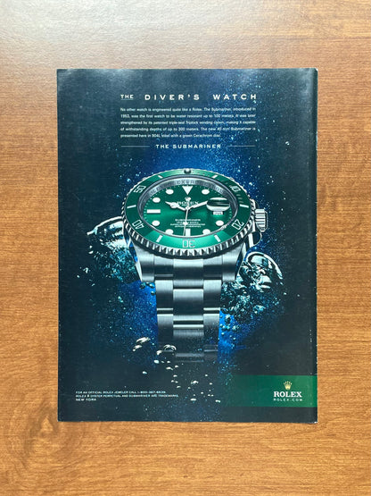 2011 Rolex "Hulk" Submariner Ref. 116610LV "Diver's Watch" Advertisement