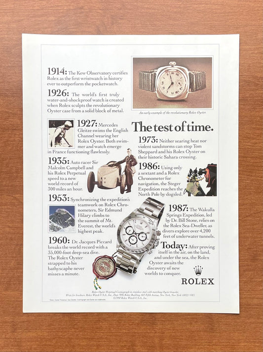 1990 Rolex Daytona Ref. 16520 "The test of time." Advertisement