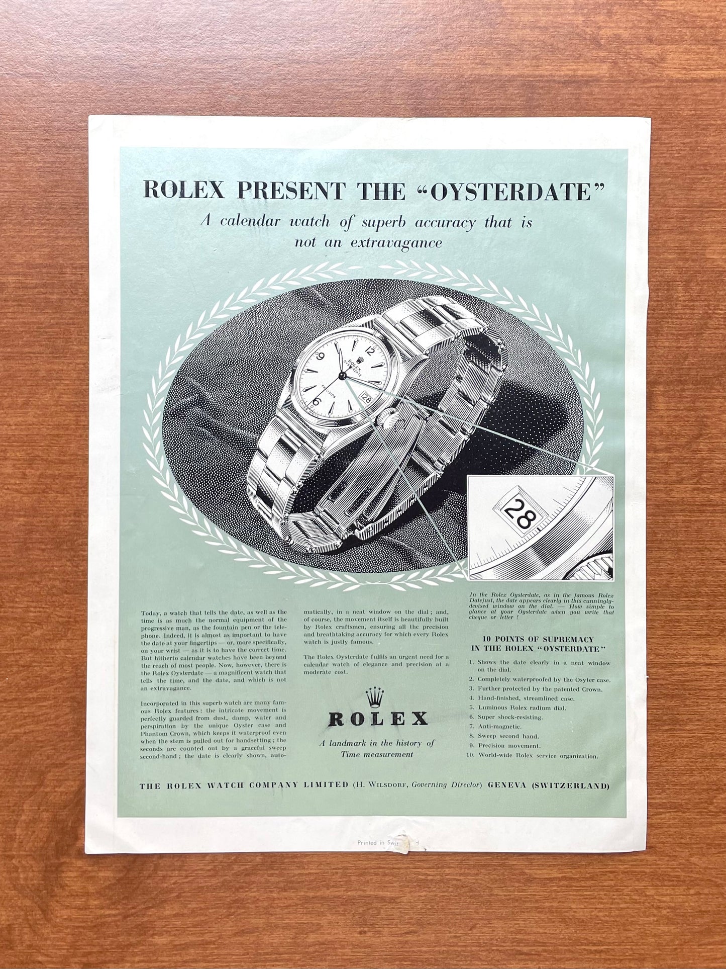 Vintage Rolex Oyster Date Advertisement