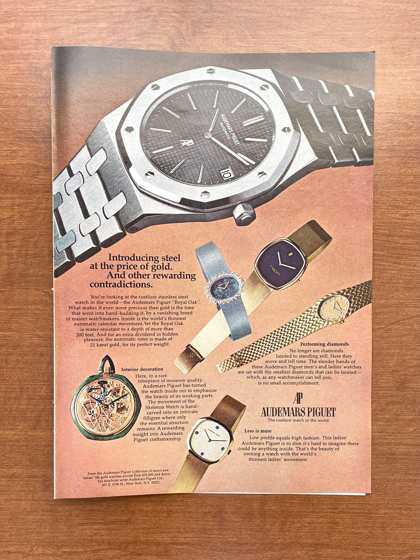 1974 Audemars Piguet Royal Oak Ref. 5402 "steel at price of gold." Advertisement