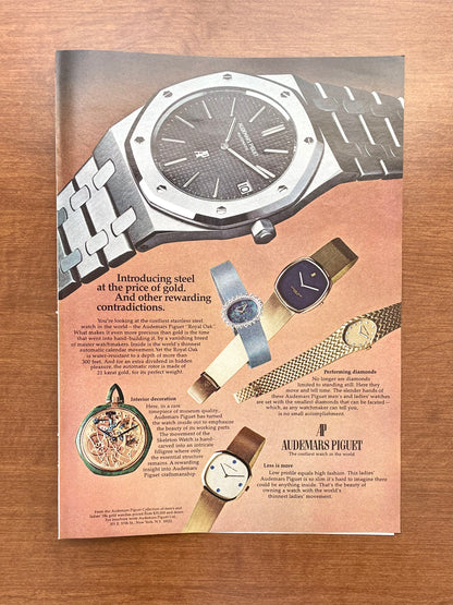 1974 Audemars Piguet Royal Oak Ref. 5402 "steel at price of gold." Advertisement
