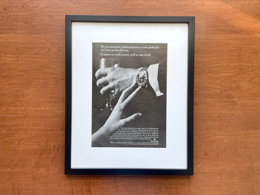 1966 Rolex Submariner "work pretty well at any level." Advertisement in Black Wood Frame