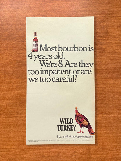 1986 Wild Turkey Bourbon Whiskey "are we too careful?" Advertisement