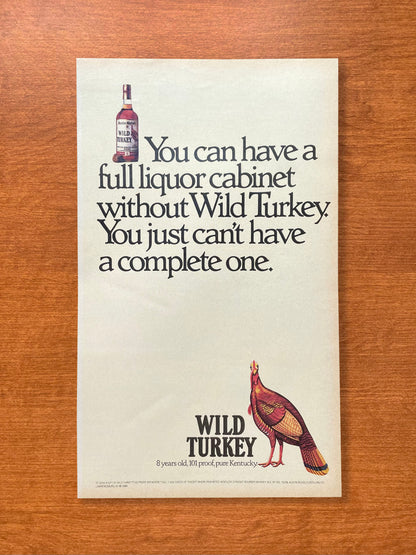 1991 Wild Turkey Bourbon Whiskey "full liquor cabinet" Advertisement
