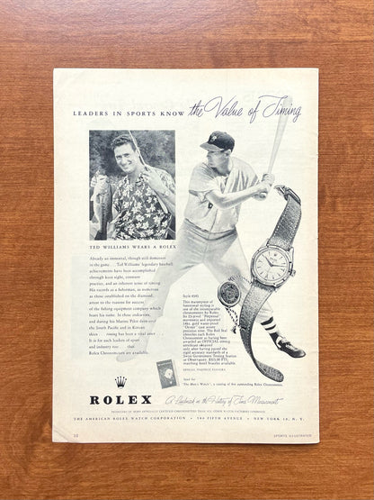 1955 Rolex Oyster Perpetual Ref. 6585 feat. Ted Williams Advertisement