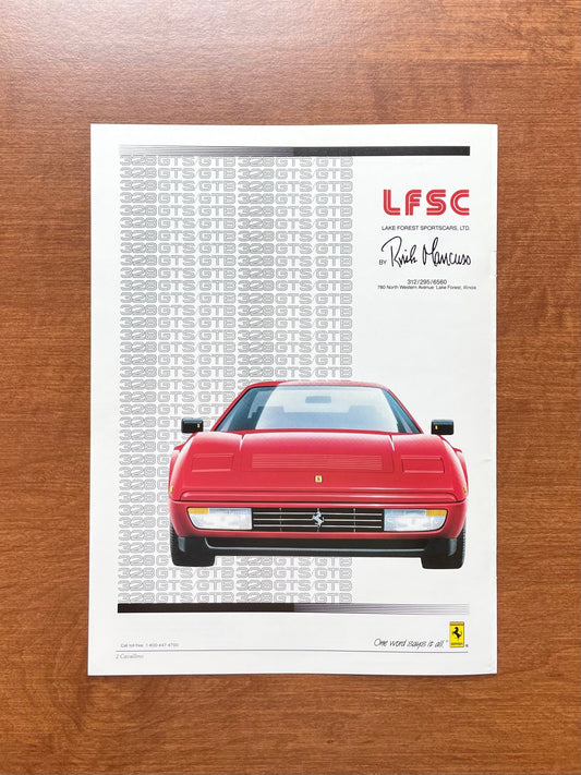 Ferrari 328 GTS / GTB "Lake Forest Sportscars" Advertisement