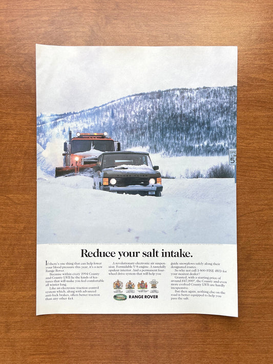 1993 Range Rover Country "Reduce your salt intake." Advertisement