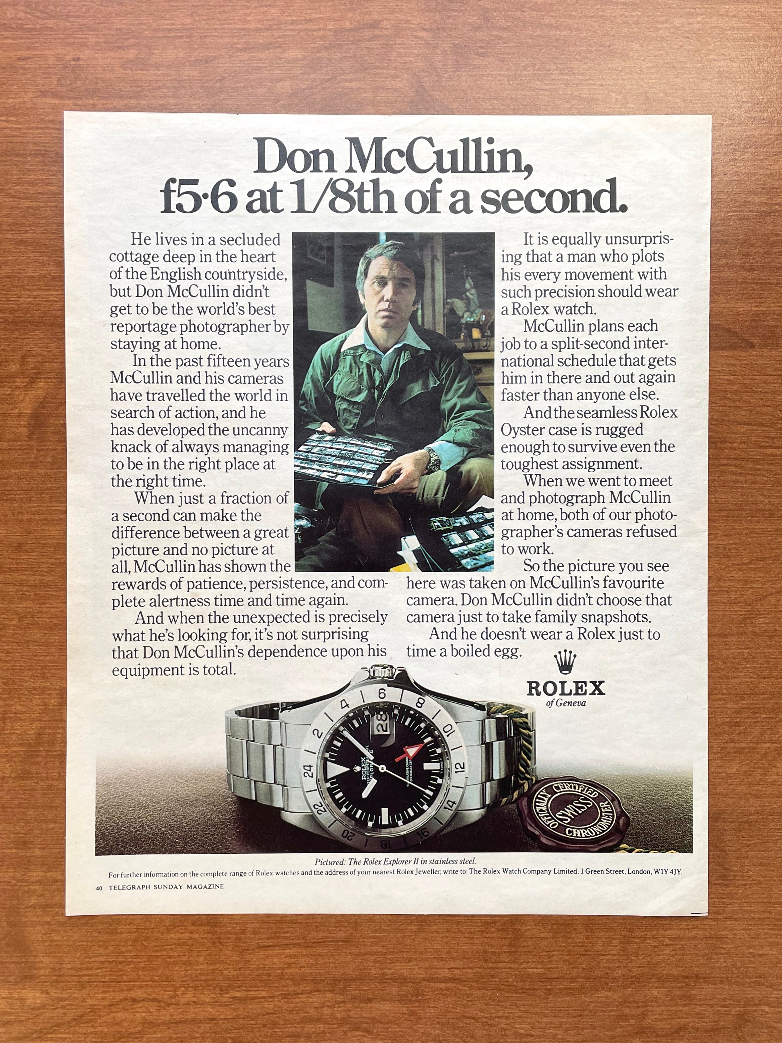Rolex Explorer II 1655 Don McCullin Advertisement Ad